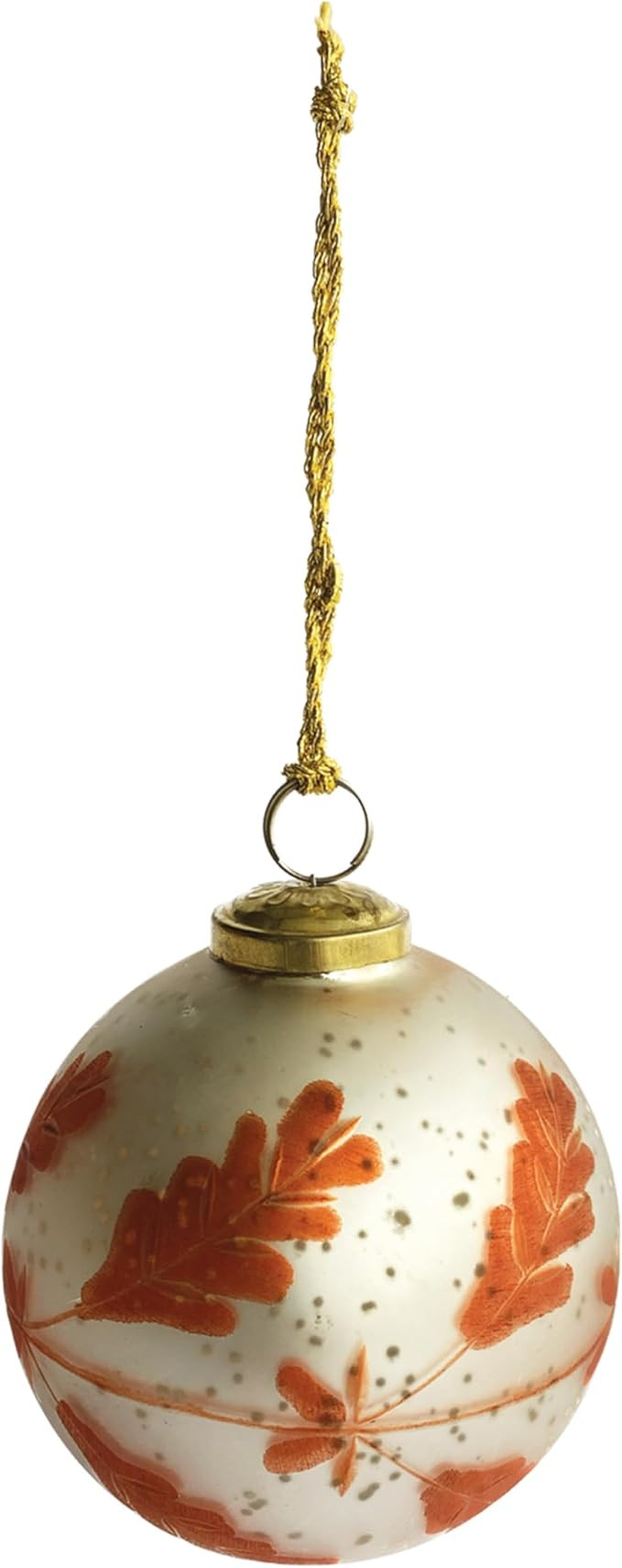 Creative Co-Op Large Round Etched Mercury Glass Ball Ornament, Matte Silver Finish and Coral Colo... | Amazon (US)