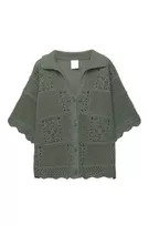 Scalloped crochet short sleeve shirt | PULL and BEAR UK