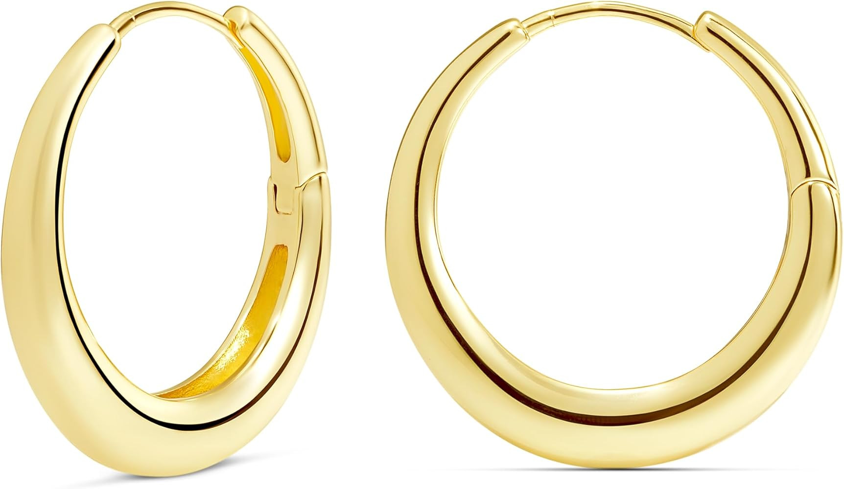 MILLA 14K Gold Plated Hoop Earrings | Small Silver Hoops | Thick Lightweight Chunky Hoop Earrings... | Amazon (US)