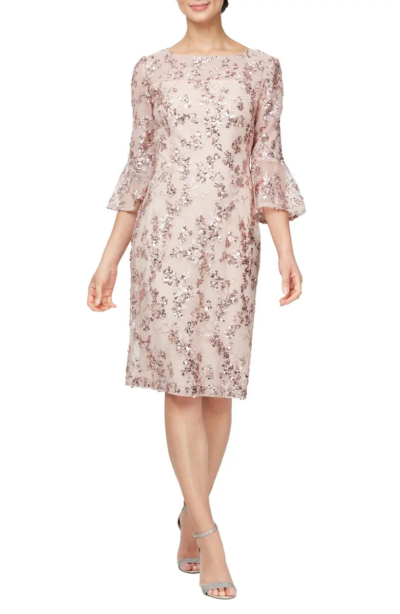 Alex Evenings Floral Embroidered Sequin Sheath Dress | Nordstrom | Nordstrom