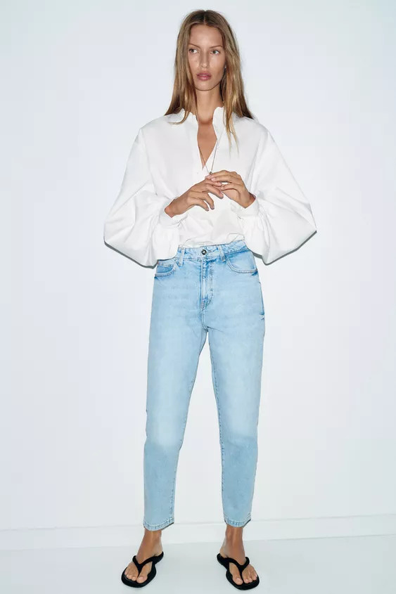Z.01 HIGH-WAIST MOM FIT JEANS | Zara UK