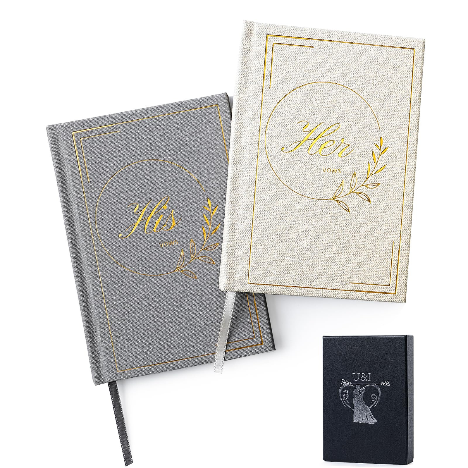 U&I Wedding Vow Books for His and Her, Elegant Vow Books for Wedding His and Hers, A6 Size Gold F... | Amazon (US)