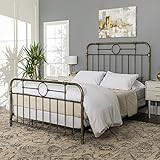 Amazon.com: Walker Edison Vintage Metal Iron Pipe Queen Size Bed Headboard Bedroom Headboard Foot... | Amazon (US)