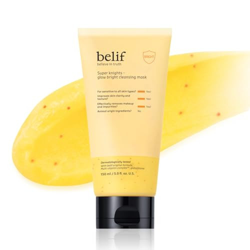 belif Super Knights - Glow Cleansing Mask, 2-in-1 Facial Mask & Cleanser with Multi Vitamin Complex and Glutathione | For All and Sensitive Skin Types | Korean Skincare (5.0 fl. oz) | Amazon (US)