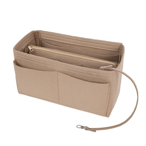 Surblue Purse Organizer Insert for Handbags, Felt Bag Organizer, Tote Bag Organizer, Tote Shaper Insert With Zippers, Thicken and Portable Handbag in Bag for Speedy Neverfull PM MM,(NewKhaki, M) | Amazon (US)