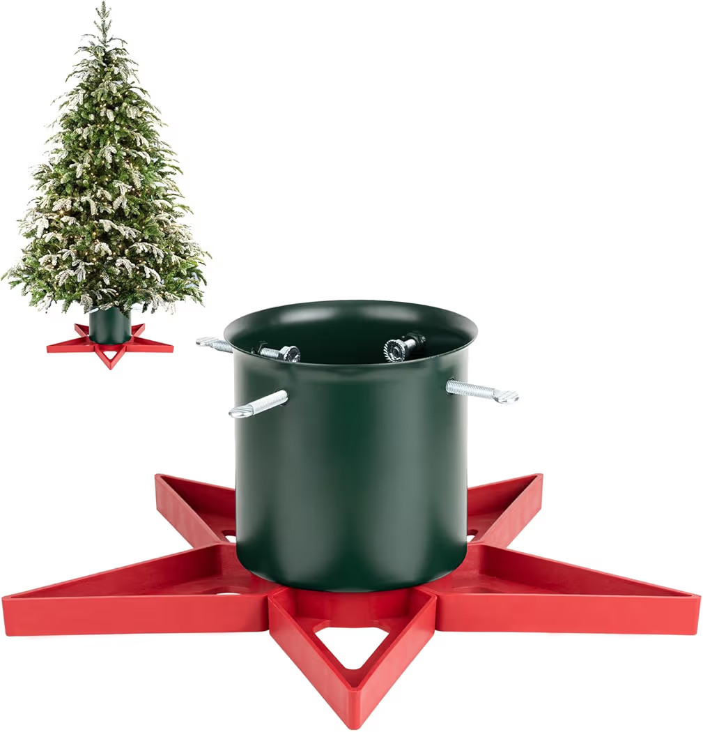 Christmas Tree Stands for Real Trees Metal Christma Tree Holder Base for 6ft Live Tree Red & Gree... | Amazon (US)
