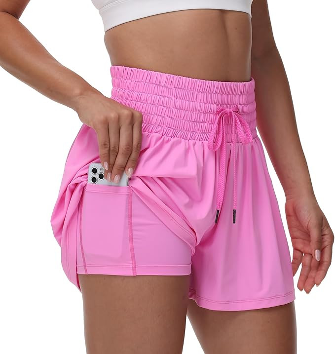 Blaosn Flowy Athletic Shorts for Women Gym Workout Running Short Pants High Waist Skort with Pock... | Amazon (US)