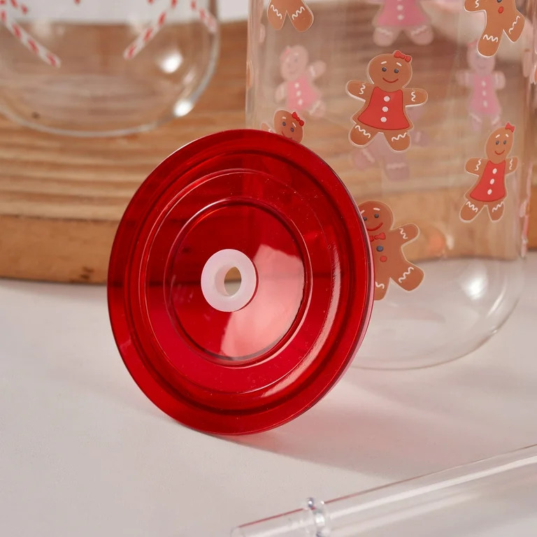 Holiday Time Vaso Lata de 20 Oz Sorber Gingerbread Man con Tapa | Walmart (US)