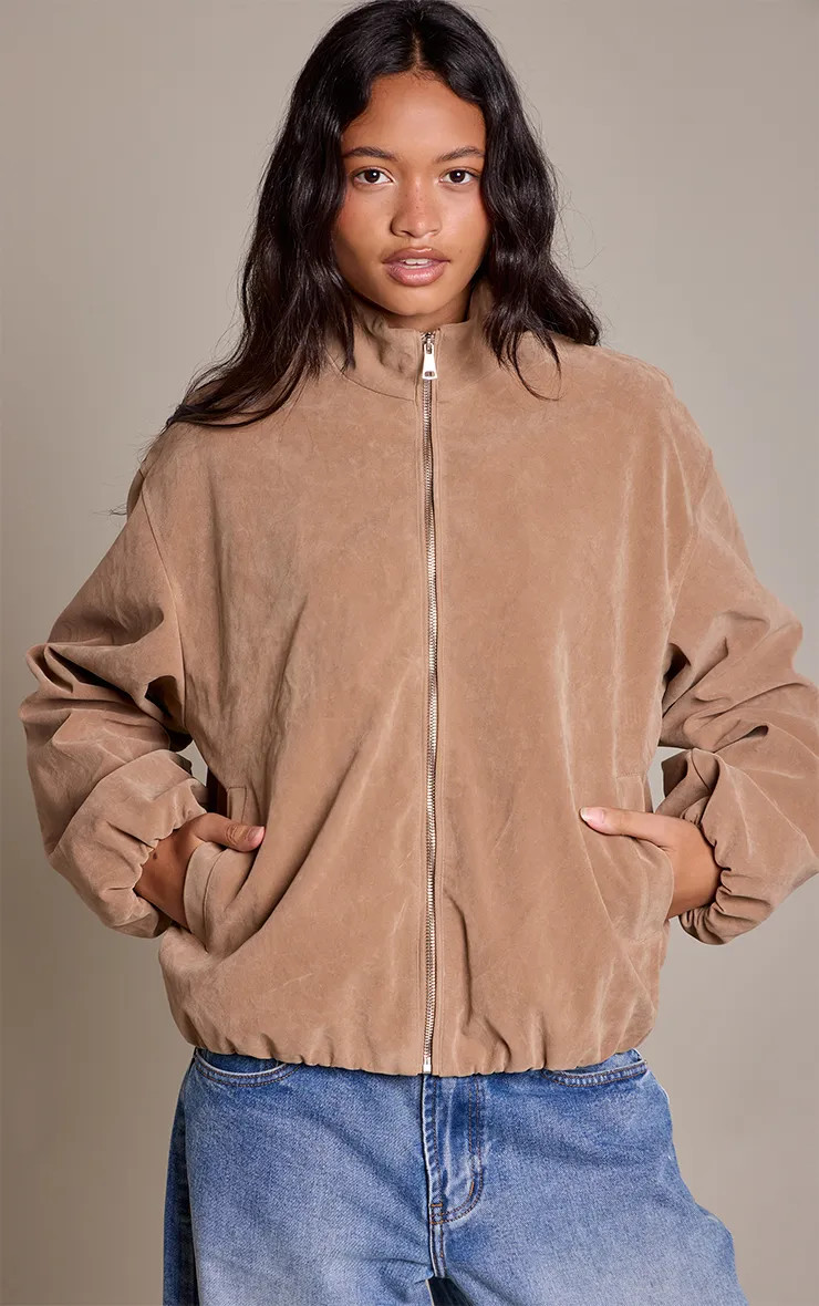Pale Yellow Faux Suede Bomber Jacket | PrettyLittleThing UK