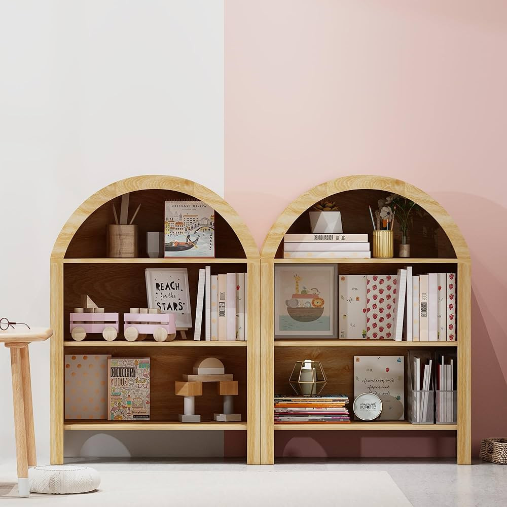 Freestanding Arched Bookcase, Modern 3-Tier Open Bookshelf, Low Short Bookshelf with Adjustable S... | Amazon (US)