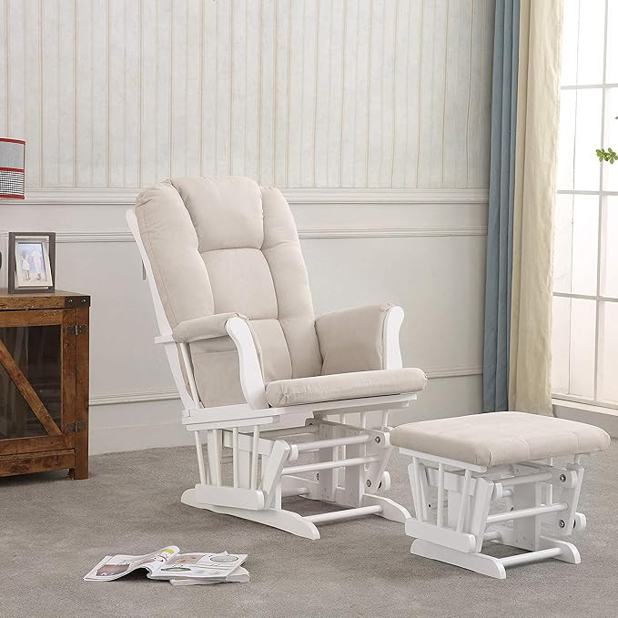 Castaway Glider with Ottoman, White/Beige | Amazon (US)