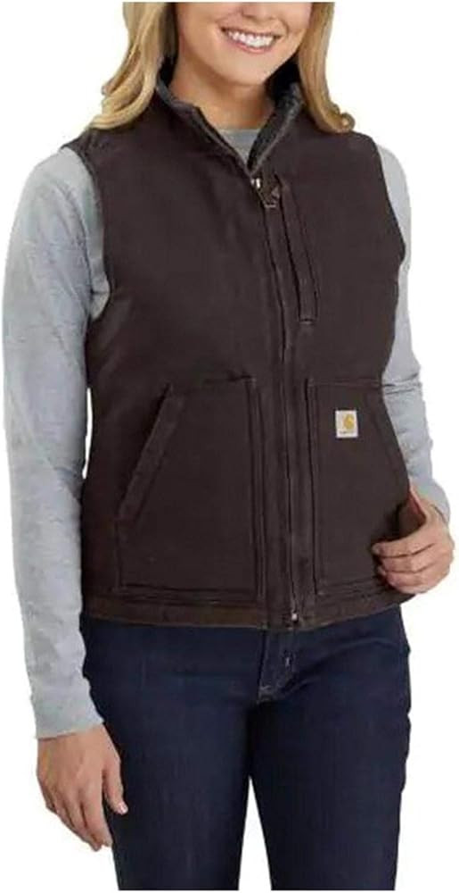 Carhartt Women's Relaxed Fit Washed Duck Sherpa-Lined Mock-Neck Vest | Amazon (US)