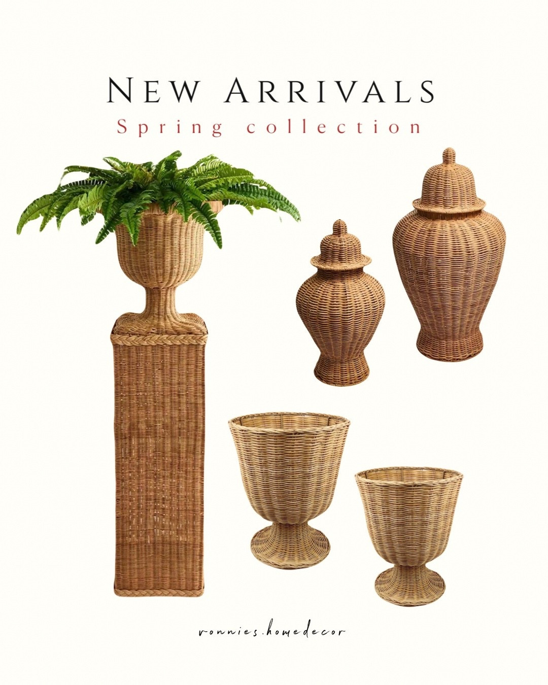 Woven rattan home decor. Love the rattan pedestal and vase and it’s under $150! 

#LTKSeasonal #LTKMothersDay #LTKHome
