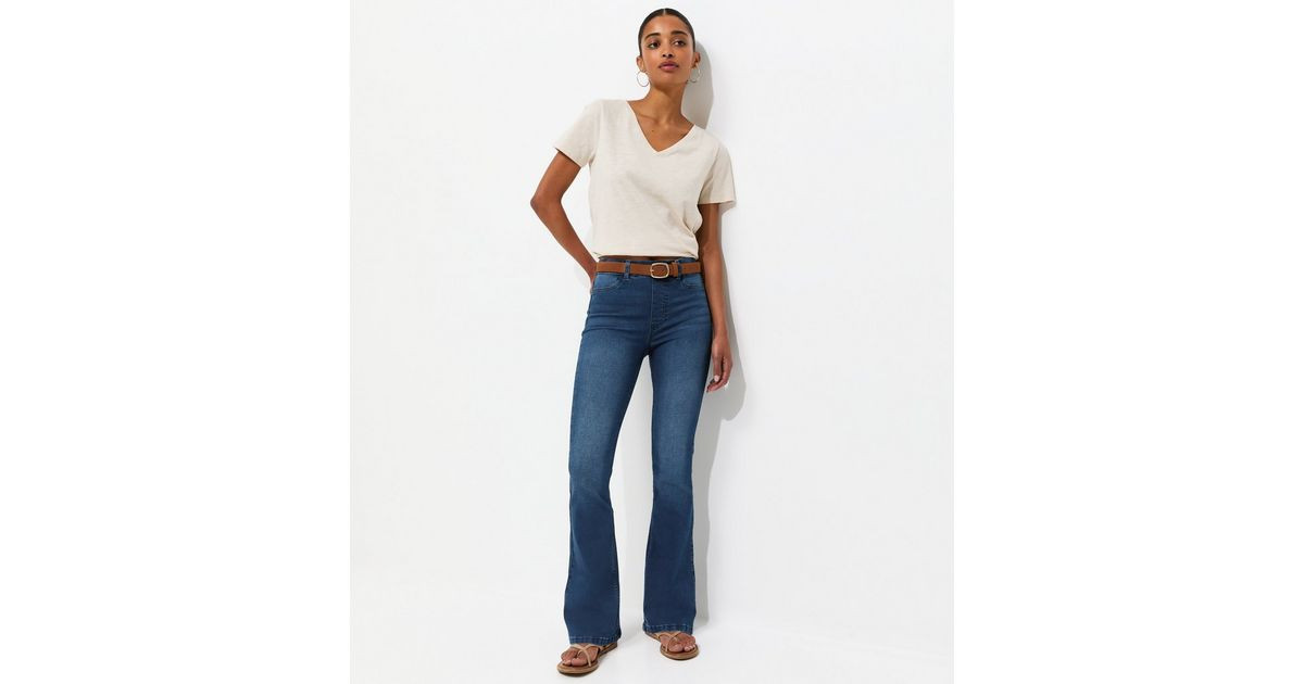 Dark Blue Pull On Bootcut Jeans | New Look | New Look (UK)