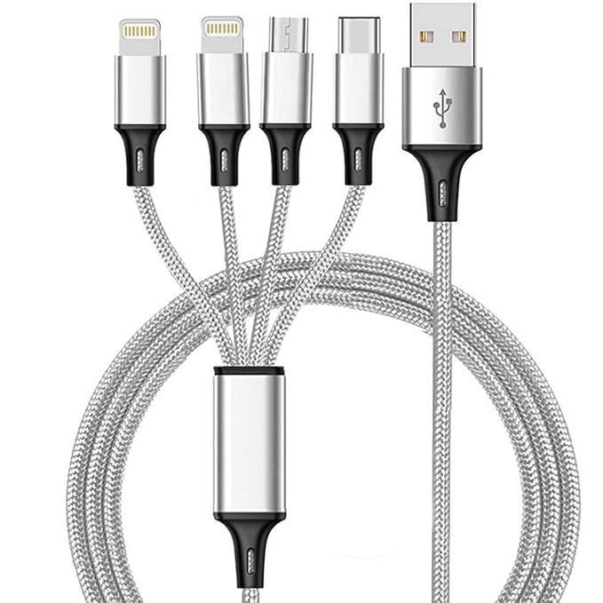 CKCOCO Multi USB Charger Cable 5FT Nylon Braided Universal 4 in 1 Multiple Charging Cord Adapter ... | Amazon (US)