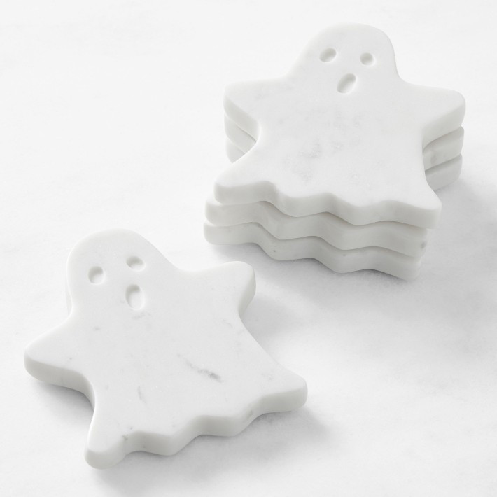 White Marble Ghost Coasters, Set of 4 | Williams-Sonoma
