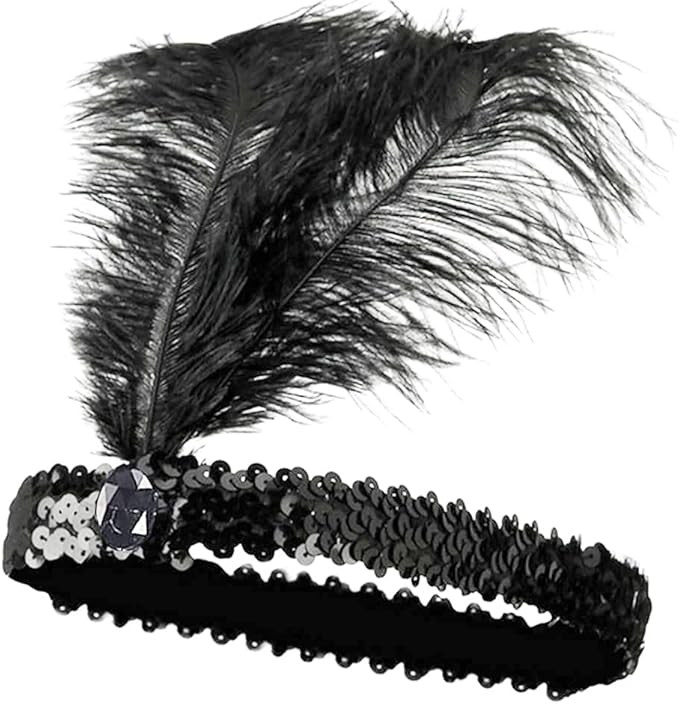 Mrotrida Sequins Feather Headpiece Headband 1920s Carnival Party Headwear for Women Grils | Amazon (US)