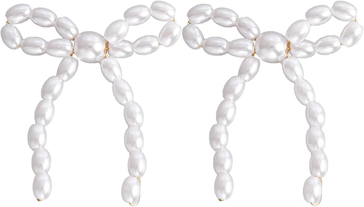 Gold Bow Earrings for Women, Long Tassel Chain Drop Earrings, Trendy Small Bow Earrings, Ribbon W... | Amazon (US)