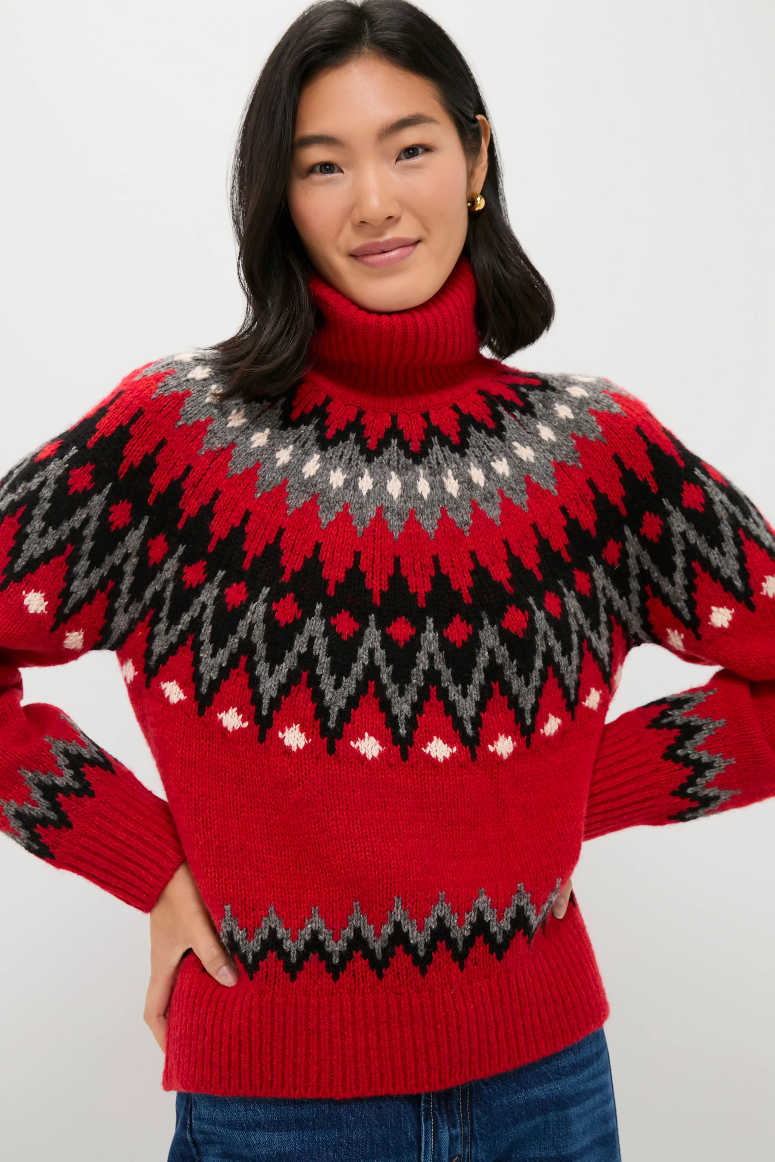Fireside Red Fairisle Multi Turtleneck Sweater | Tuckernuck (US)