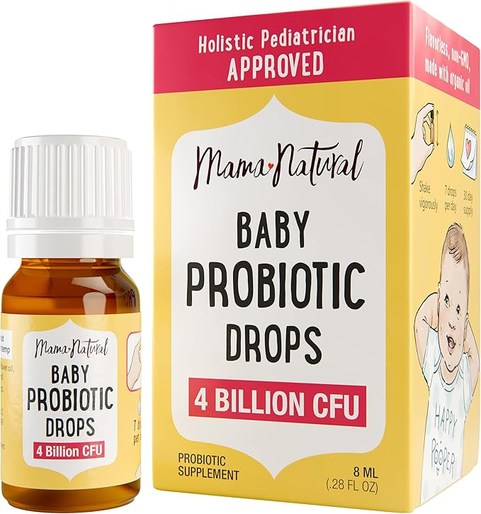 Mama Natural Baby Probiotic Drops (0.28 Fl Oz) | 4 Billion CFU Pediatrician-Tested Infant Probiot... | Amazon (US)