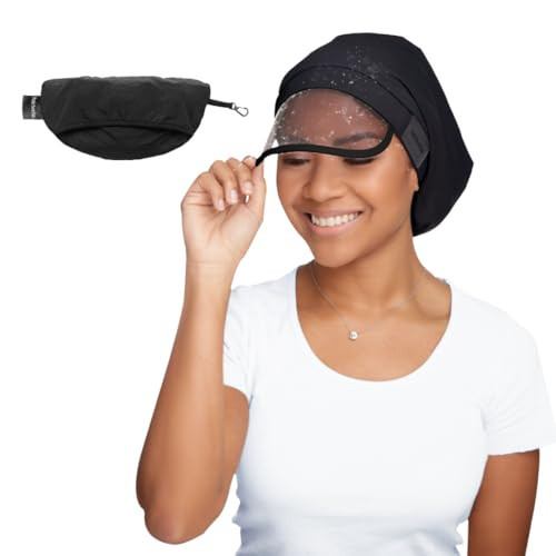Hairbrella 100% Waterproof Rain Hats for Women, Satin Lined Caps, Full Hair Coverage, Packable Travel Accessory Black | Amazon (US)