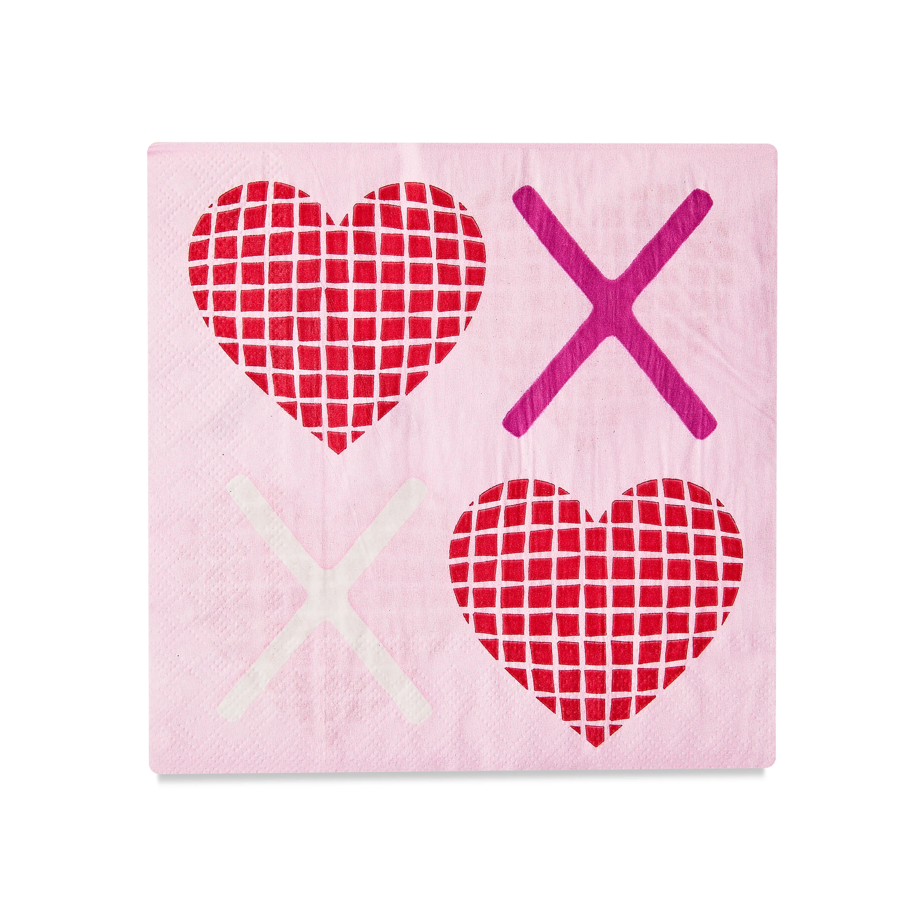 Valentine's Day 6.5 in x 6.5 in Disposable Pink XO Disco Napkins, 16 Count, by Way To Celebrate | Walmart (US)