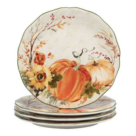 Certified International Set of 4 Pumpkin, Gourd, and Flower Fall Harvest Dinner Plates 11" | Walmart (US)