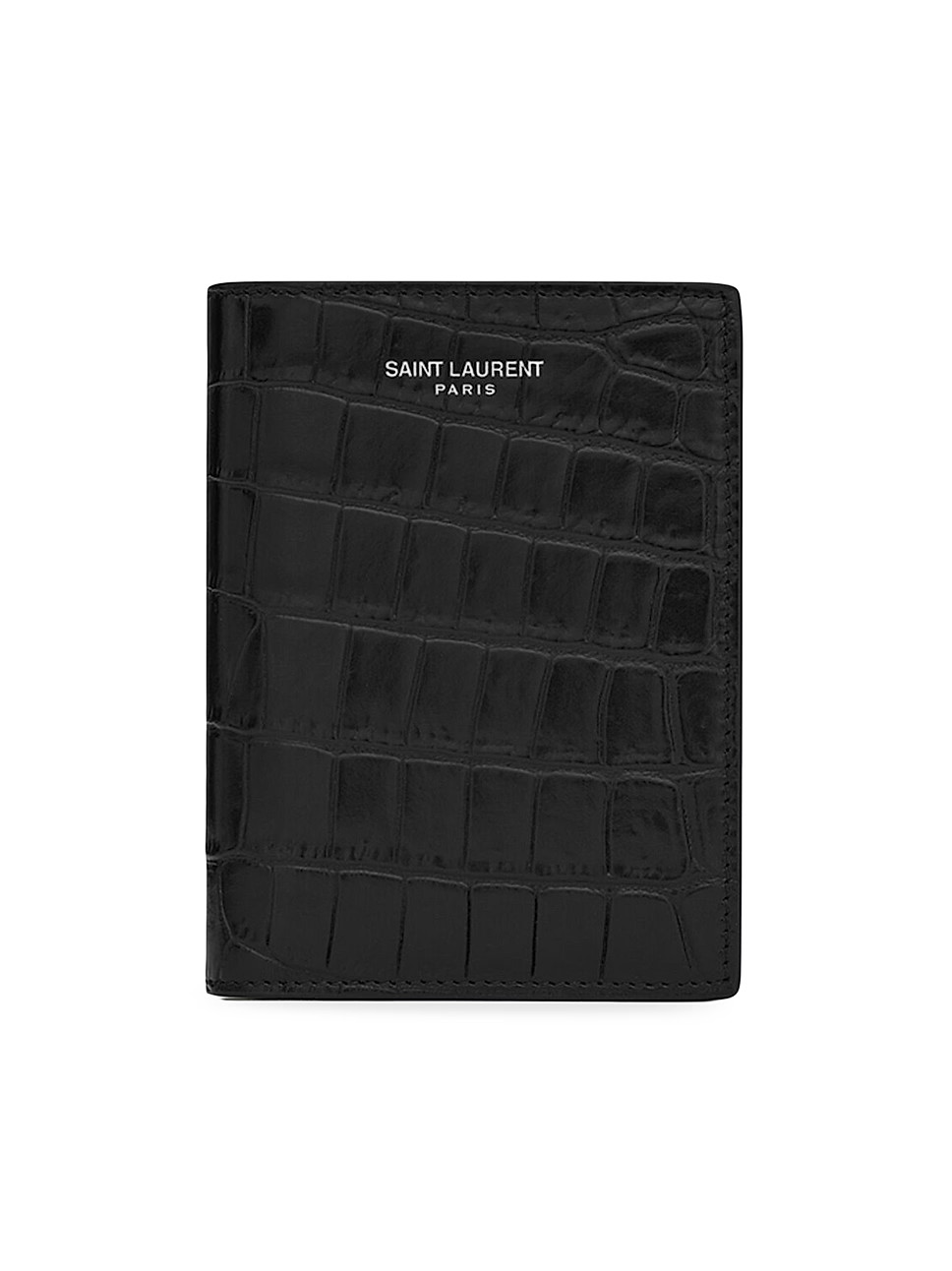 Credit Card Wallet In Matte Crocodile Embossed Leather | Saks Fifth Avenue