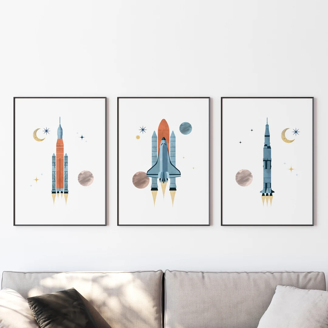 Nasa Poster, Set of 3 Prints, DIGITAL DOWNLOAD, Artemis Rocket, Saturn 5, Space Shuttle Poster, f... | Etsy (US)