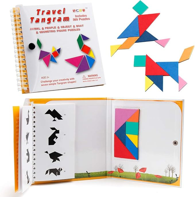 Coogam Travel Tangram Puzzle - Magnetic Pattern Block Book Road Trip Game Jigsaw Shapes Dissectio... | Amazon (US)