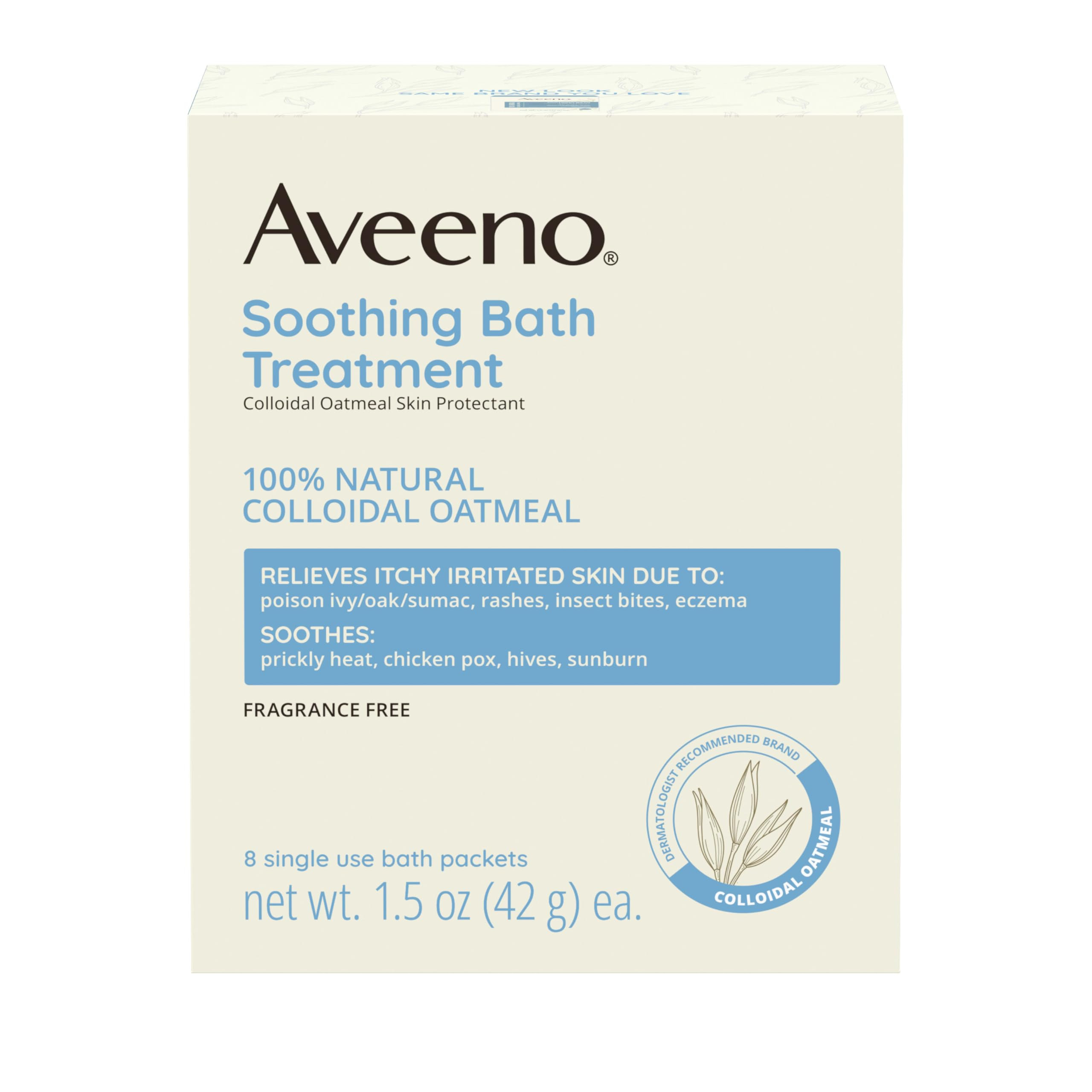 Aveeno Fragrance Free Soothing Bath Treatment, 100% Natural Colloidal Oatmeal, Sensitive Skin Bat... | Amazon (US)