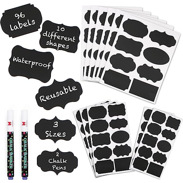 Kempshott 162 PCS Chalkboard Labels for Storage Bins with Marker & Towel - Reusable Chalk Label Stic | Amazon (US)