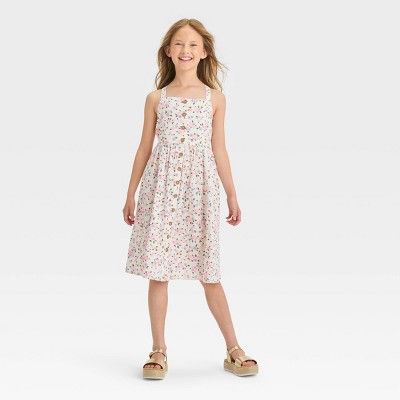 Girls' Sleeveless Woven Floral Midi Dress - Cat & Jack™ | Target