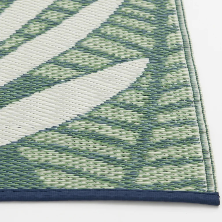 Mainstays 5'x7' Blue/Green Palm Plastic Outdoor Rug | Walmart (US)