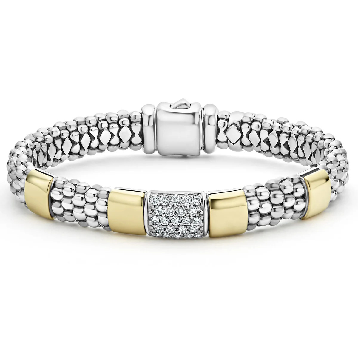 High Bar Gold Station Diamond Bracelet 9mm | LAGOS