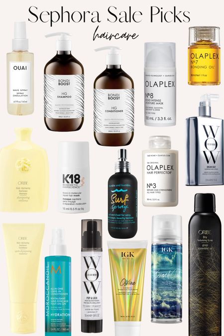 Sephora hair care favorites. Shampoo, conditioner, hair mask, hair oil, shine spray, smoothing, wave spray. 

20% off today 12/10/23 with code YAYGIFTING 

#LTKsalealert #LTKGiftGuide #LTKbeauty