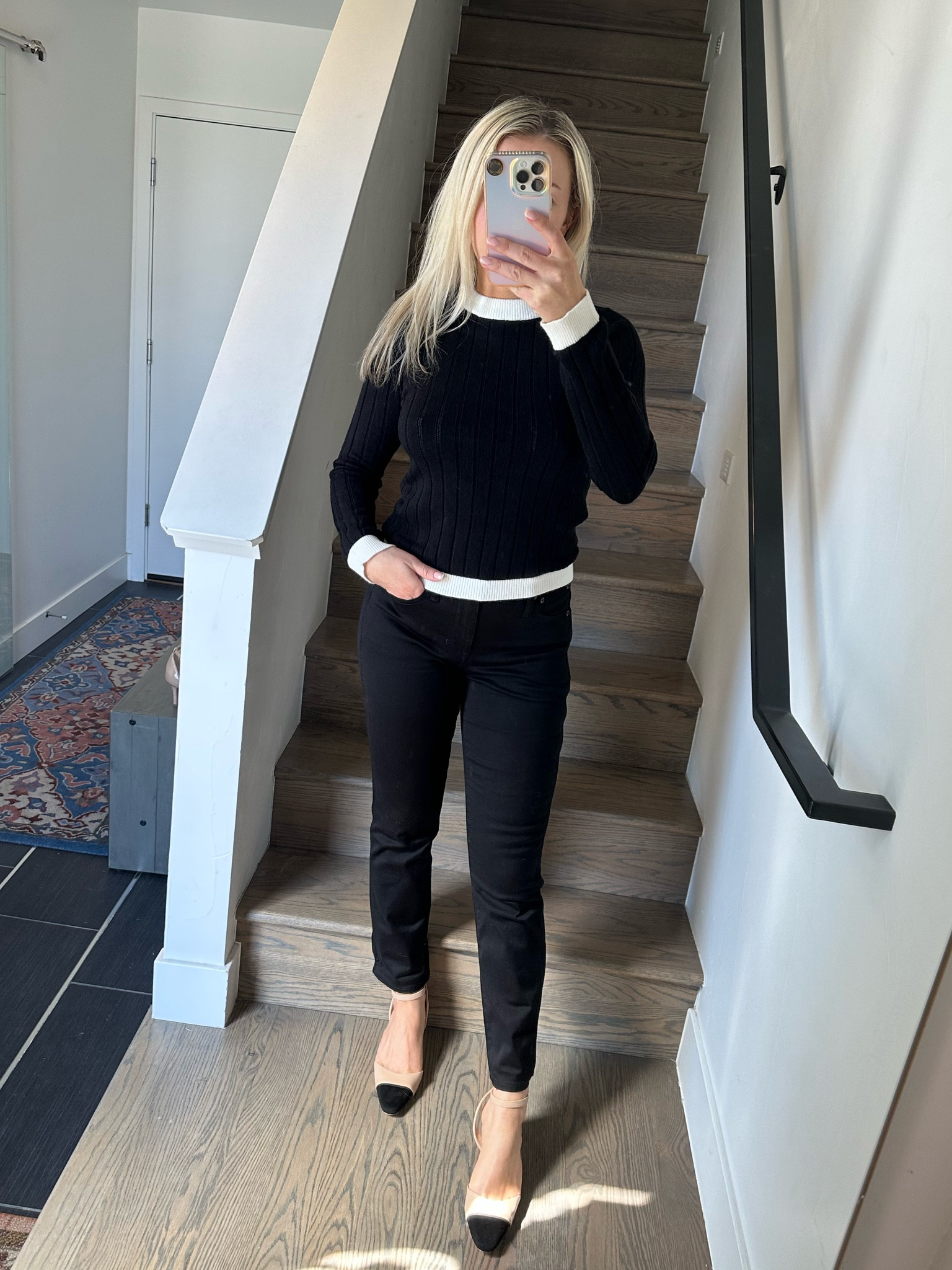It’s giving Morgan Stewart and that makes me soo happy!! 

Lulus Sweater 
JCREW Straight Leg Jeans
Lulus Chanel look a like sling back heels 

Office outfit / corporate / office fashion / business casual / business looks / ootd / the look for less / elegant style / fall fashion 

#LTKfindsunder100 #LTKstyletip #LTKshoecrush