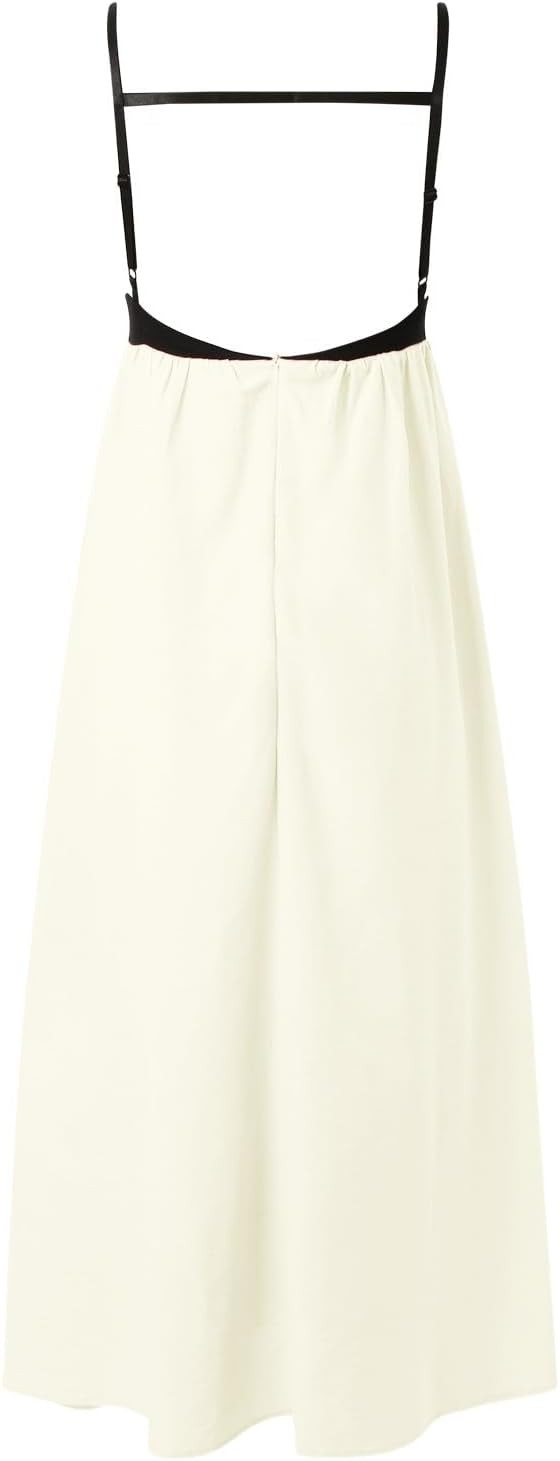 2024 Womens Linen Maxi Dress Contrast Trim Spaghetti Straps Summer Outfits Sleeveless Long Dresse... | Amazon (US)