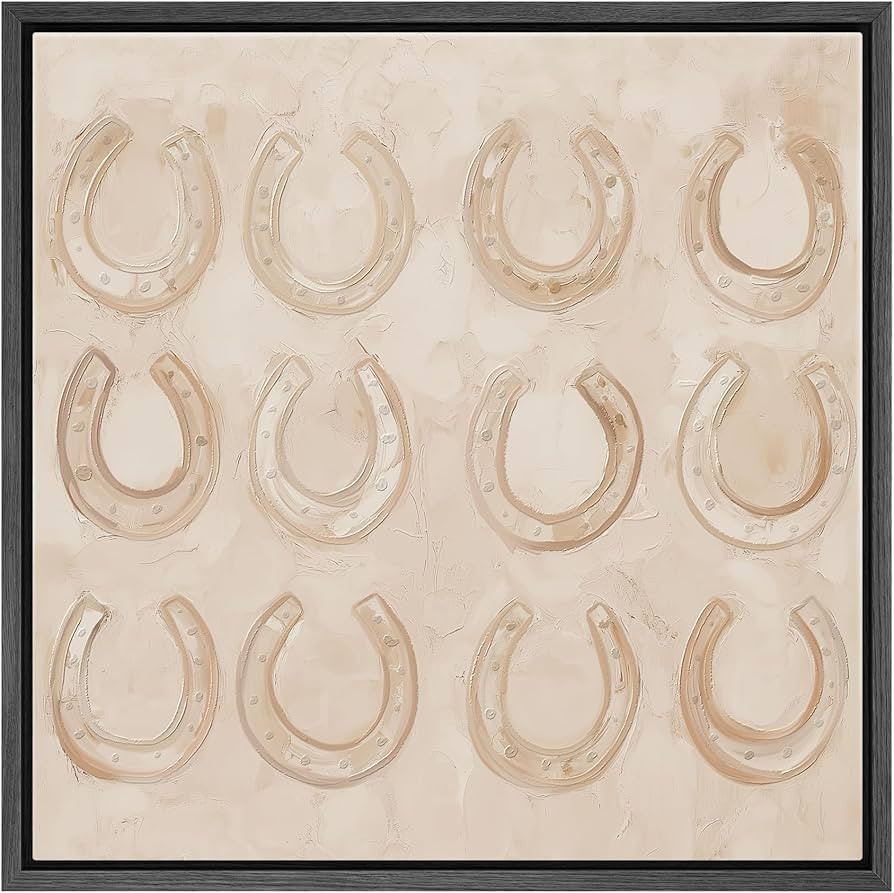 SIGNFORD Framed Canvas Print Wall Art Neutral Horseshoes Pattern Modern Art Relax/Calm Warm for L... | Amazon (US)