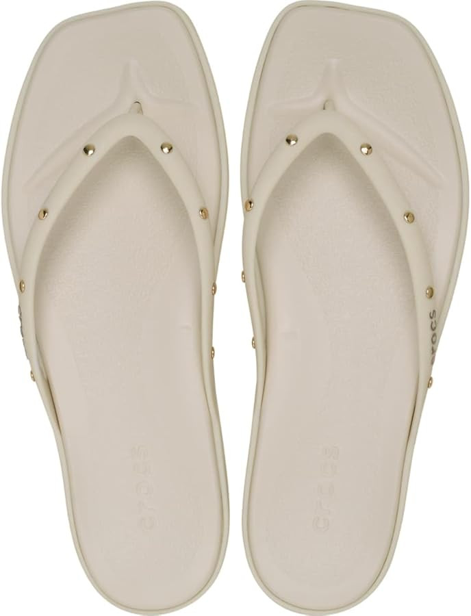 Crocs Women's Miami Flip Flops | Square Toe Flat | 360 Degree Comfort | Croslite Foam Footbed | Amazon (US)