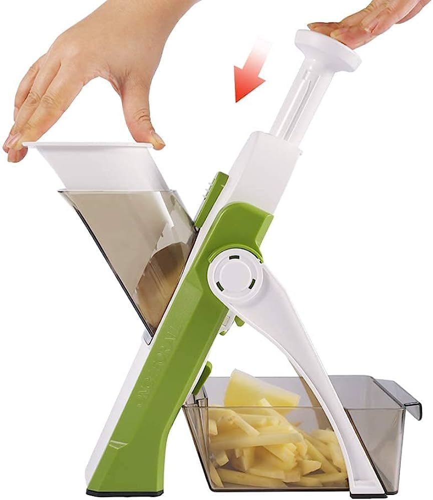 ONCE FOR ALL Safe Mandoline Slicer 5 in 1 Vegetable Cutter, Strips Julienne Dicer Adjustable Thic... | Amazon (US)