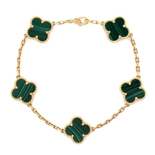 Van Cleef & Arpels, Pre-Loved Vintage Alhambra 5 Motifs Bracelet 18K Yellow Gold and Malachite, Yellow Gold | Amazon (US)