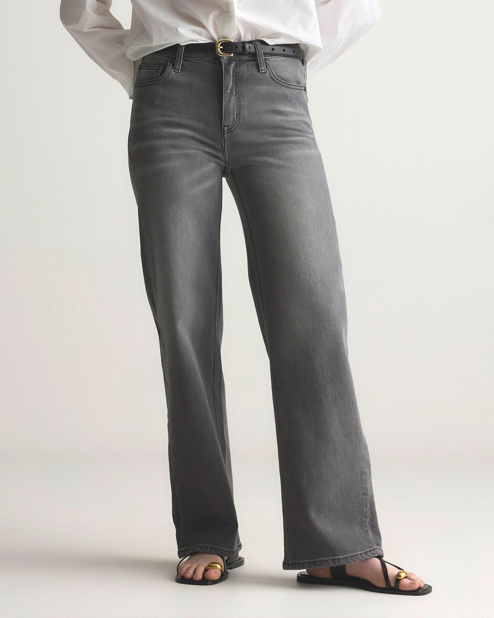 Quince | Women's Bella Stretch Relaxed Straight Jeans in Stonewashed Grey, Size 29, Organic Cotton | Quince