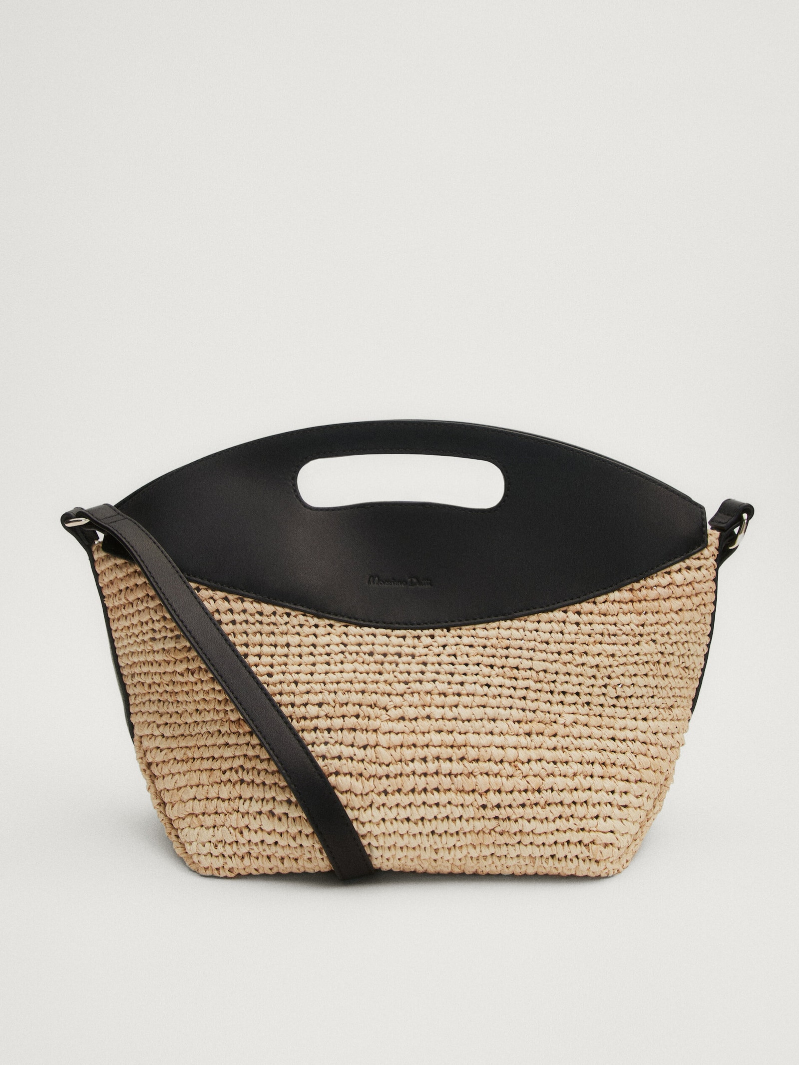 Raffia crossbody bag with leather strap | Massimo Dutti US