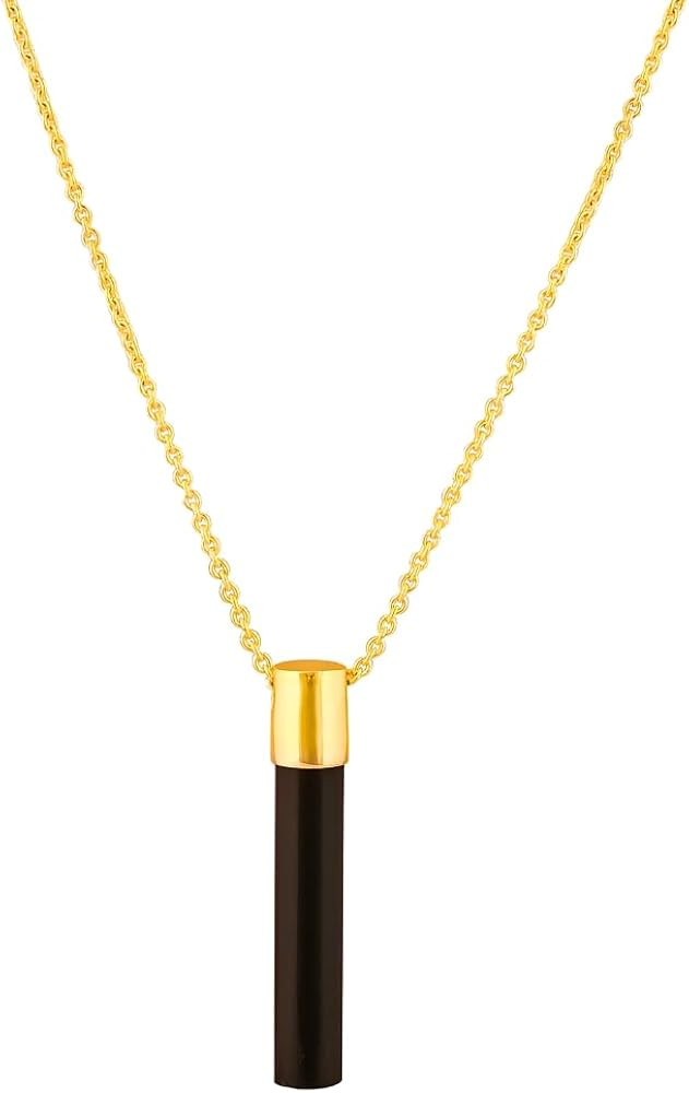 Gempires Gemstone Cylinder Pendant Necklace – 1.5″ Genuine Polished Gemstone on 14k Gold-Plat... | Amazon (US)
