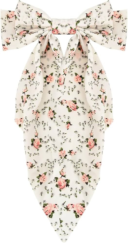 Large Silky Satin White Floral Bow-Knot Barrettes and Hair Pins - Elegant Ribbon Hair Accessories... | Amazon (US)