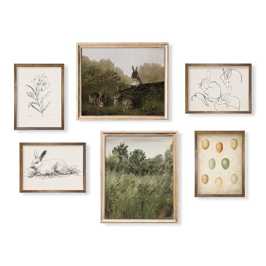 Vintage Rabbit Poster Print - Spring Easter Bunny Wall Art - Rustic French Country Decor - Modern... | Amazon (US)