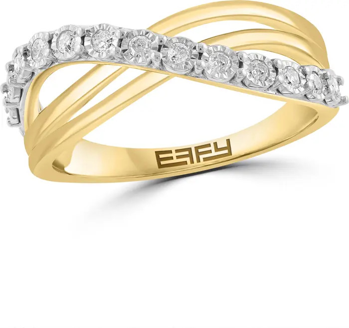EFFY 14K Gold Diamond Crossover Band Ring | Nordstromrack | Nordstrom Rack