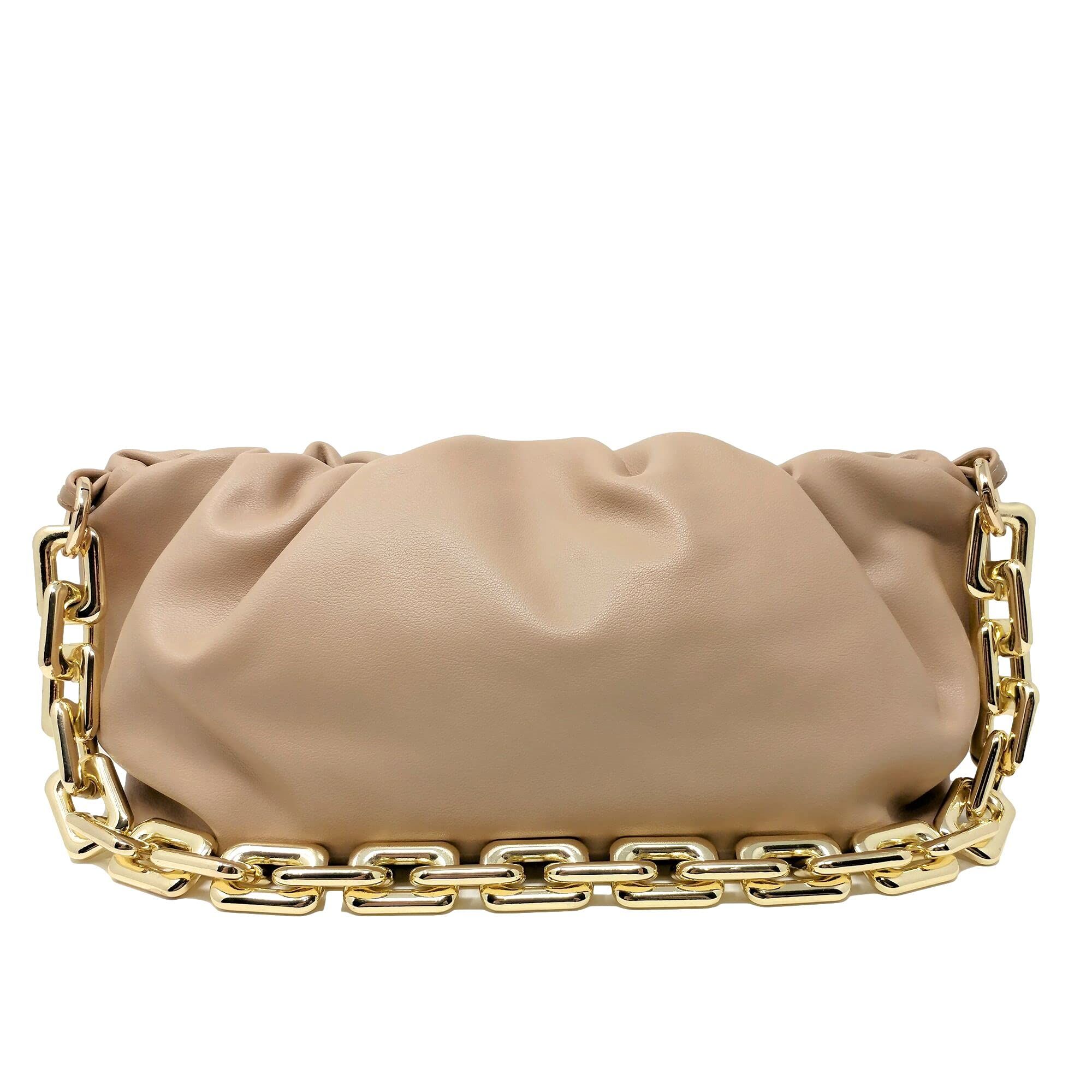 Women's Chain Pouch Bag | Cloud-Shaped Dumpling Clutch Purse | Ruched Chain Link Shoulder Handbag | Amazon (US)