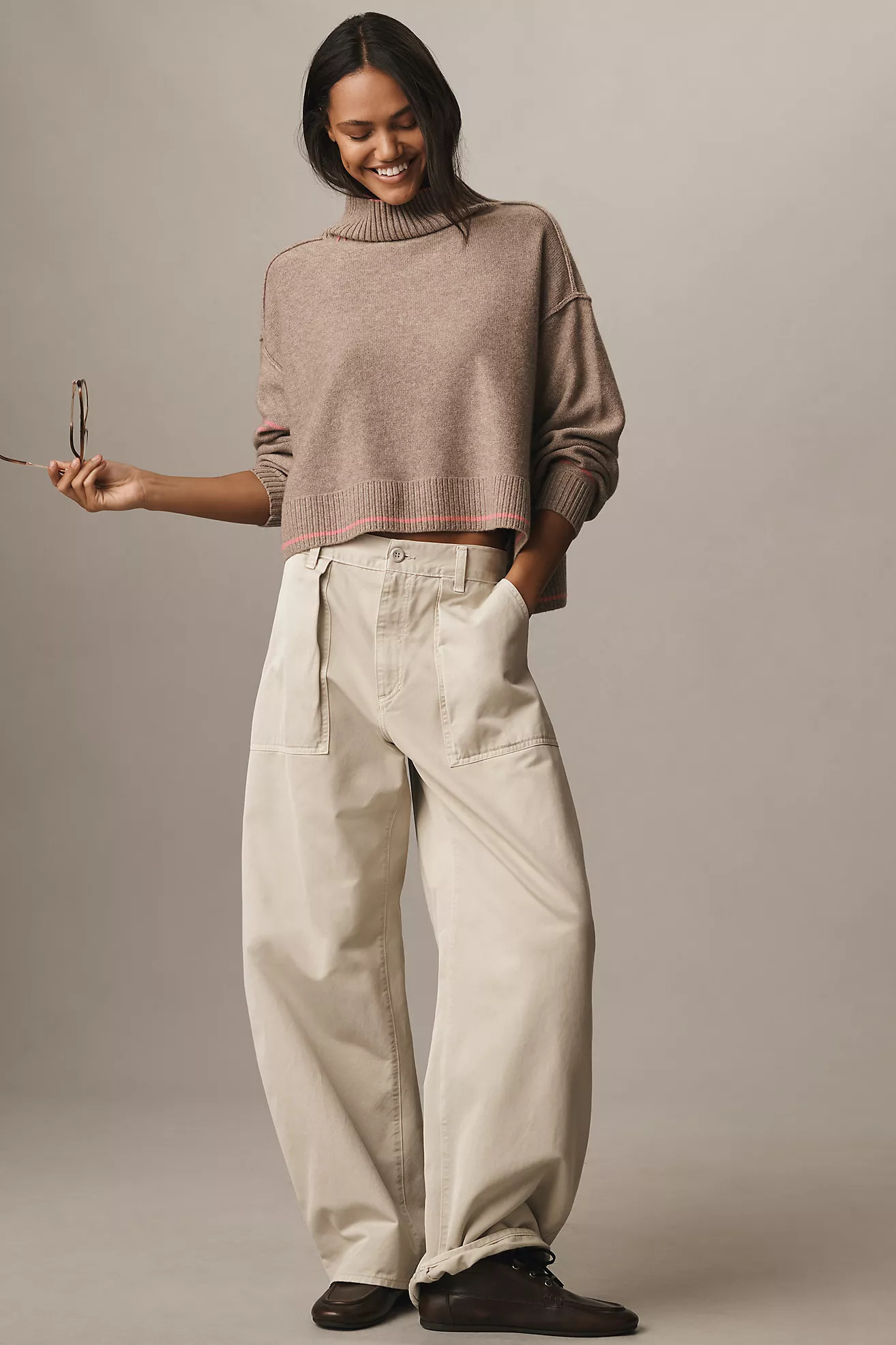 Pilcro Cashmere Blend Tipped Turtleneck Sweater | Anthropologie (US)